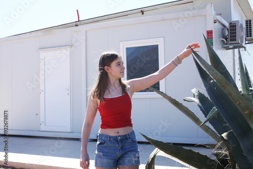teenage girl outside having fun, lifestyle people concept