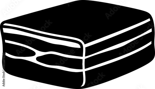 Minimalist black and white lard icon for food, cooking, and meat product label design. Simple fat or bacon piece symbol illustration