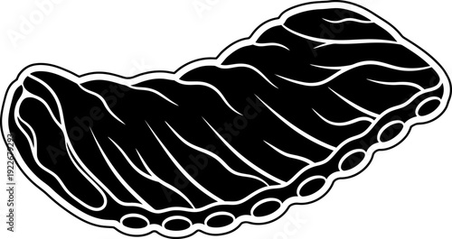 Rack of ribs, BBQ meat, steakhouse, butcher shop, restaurant, or BBQ party concept. Grill food vector illustration for menu design or advertisement