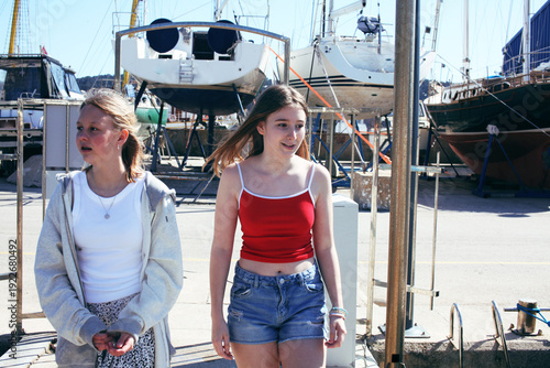 teenage girls outside having fun, lifestyle people concept