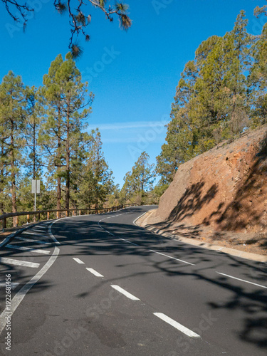 Curving mountain road in Teide National Park, Tenerife