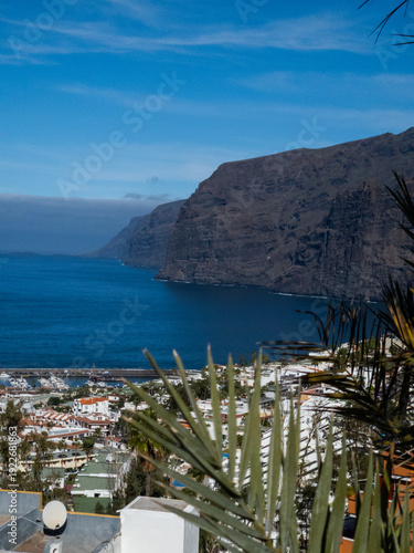 Los Gigantes cliffs overlooking coastal town, Tenerife