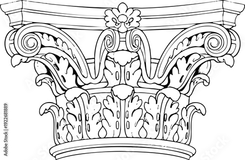 Classical Corinthian Column Capital Architectural Drawing