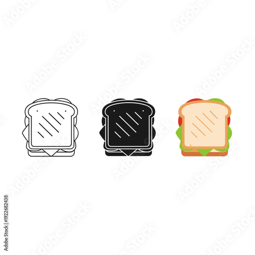 Cuadro en lienzo Three variations of a sandwich icon Vector