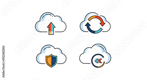 Cloud Restore Line clean modern color vector
