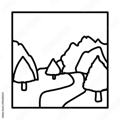 National Park Hand Drawn Icon Vector Illustration, Nature Landscape Sketch Symbol Isolated on White Background