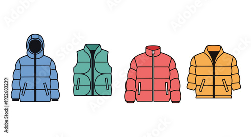Down Jacket Line art minimal smooth style illustration