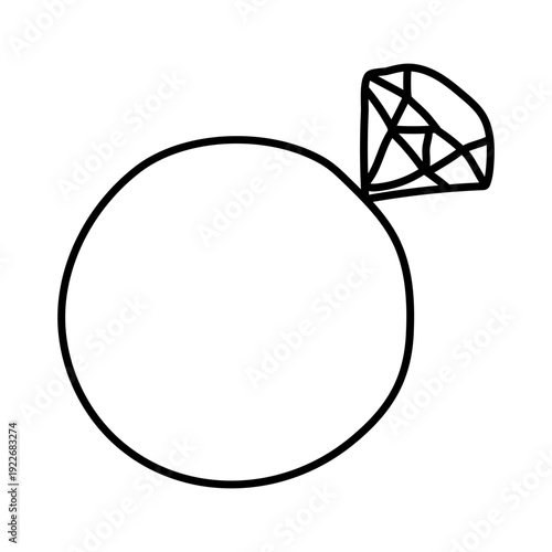 Ring Hand Drawn Icon Vector Illustration, Jewelry Ring Sketch Symbol Isolated on White Background