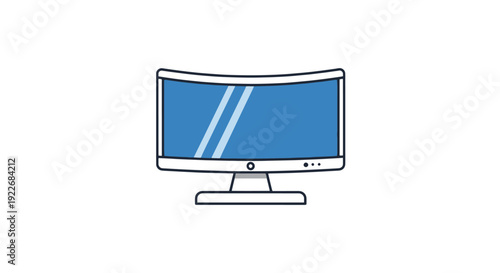 Curved Monitor Line soft tone color vector