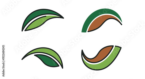 Curved leaf Line art minimal smooth style illustration