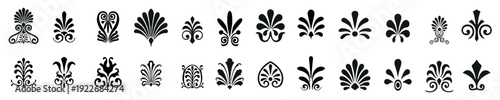 Set of decorative elements in the shape of a palmette