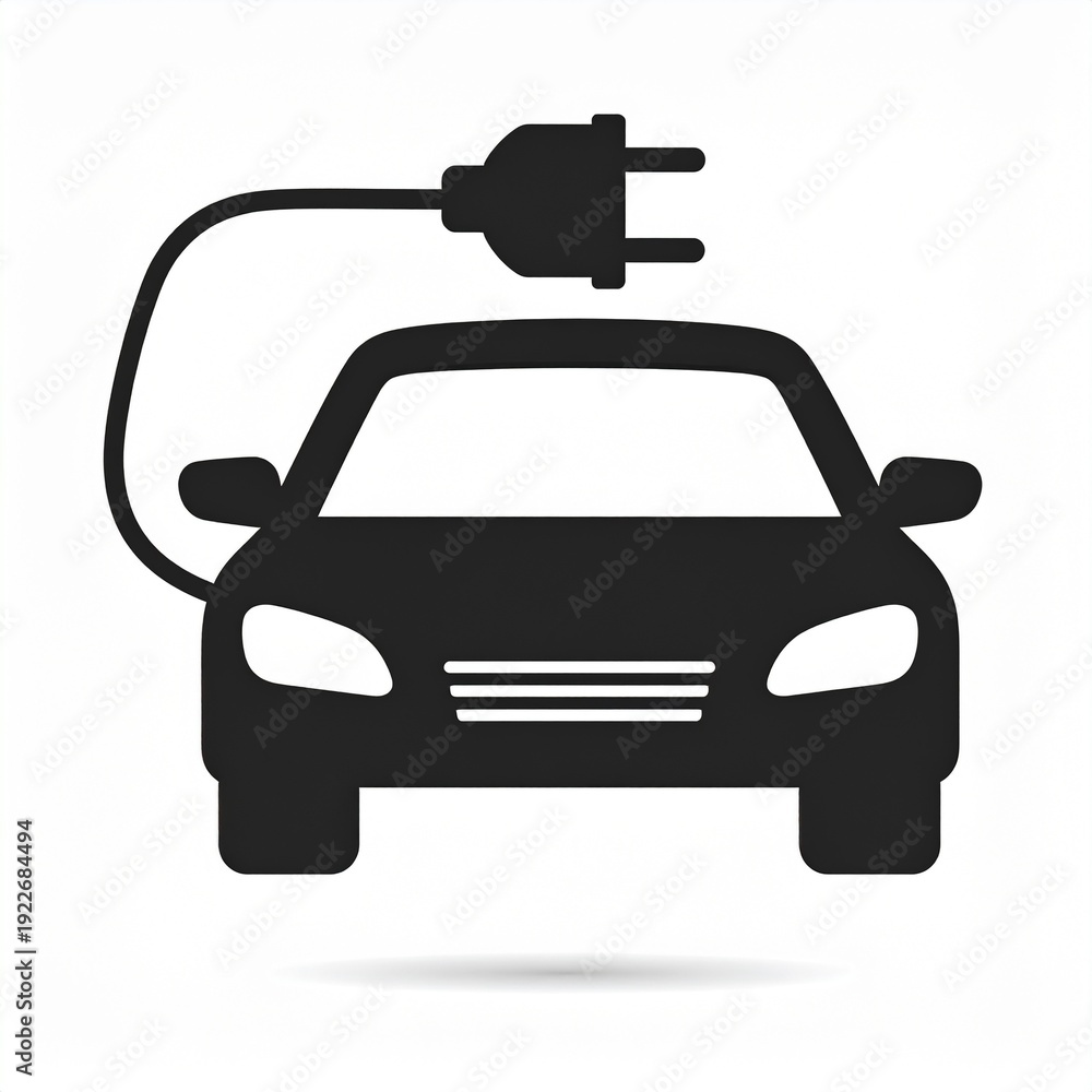 Obraz premium Electric car charging icon isolated on white background eco-friendly vehicle concept