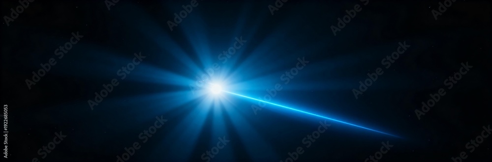 Fototapeta premium Bright Blue Laser Beam with Radial Light Burst