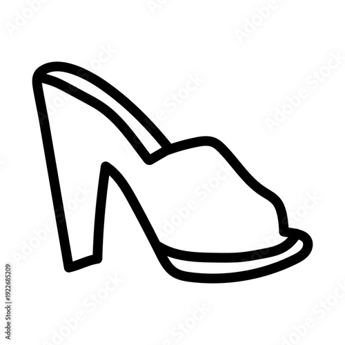 Woman Sandal Hand Drawn Icon Vector Illustration, Female Footwear Sketch Symbol Isolated on White Background