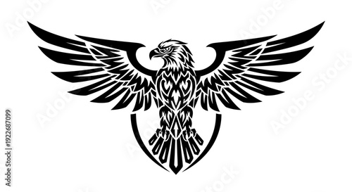 Majestic eagle with outstretched wings in bold black design