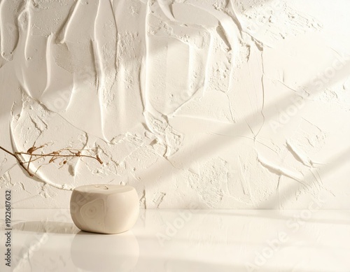 Minimalist Still Life with Natural Elements on White Surface