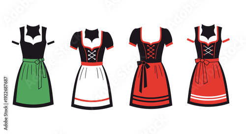 Dirndl Line art simple minimal color illustration