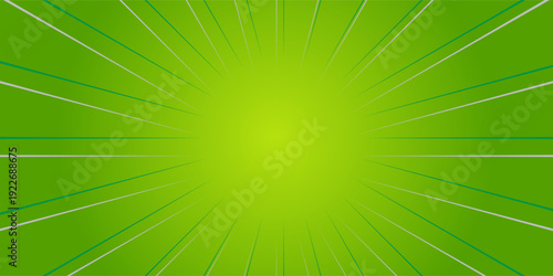 Bright green spiral rays background. Comics, pop art style.