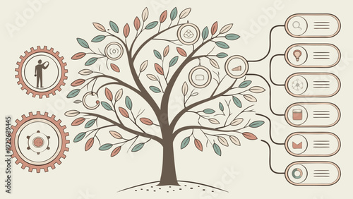 Stunning tree of knowledge with innovative concepts and ideas