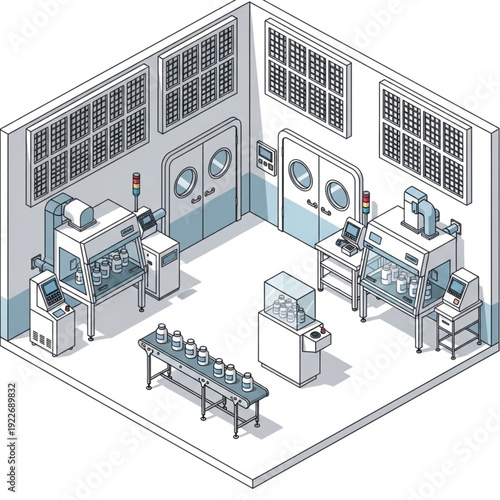 Isometric Laboratory Equipment and Workspace Illustration.