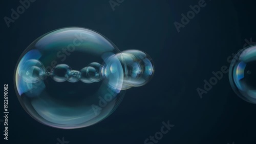 Stunning iridescent bubbles floating in dark space - 4k video