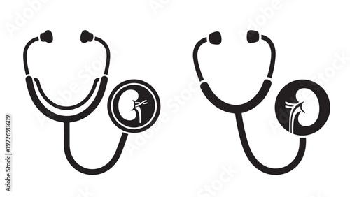 Clinical Stethoscope Trio Icon Set for Medical Audit Provider Network Management and Healthcare Revenue Cycle Optimization in Corporate Health Services