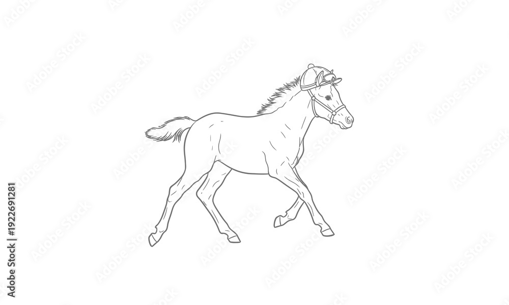Fototapeta premium Simple Line Drawing of Running Horse.