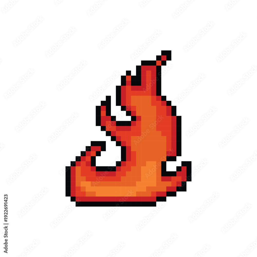 Fototapeta premium Pixel art flame and fire graphic illustration