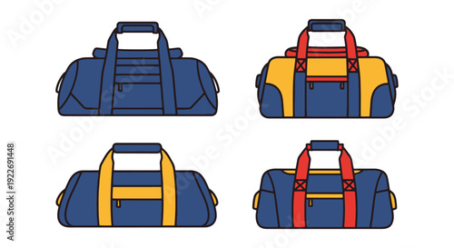 Duffel Bag Line art clean elegant color illustration