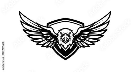 Elegant eagle emblem with shield and wings symbolizing strength