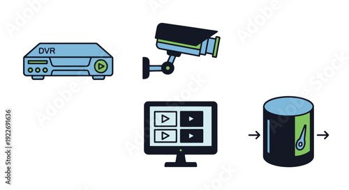 DVR System Line art colorful shape vector illustration