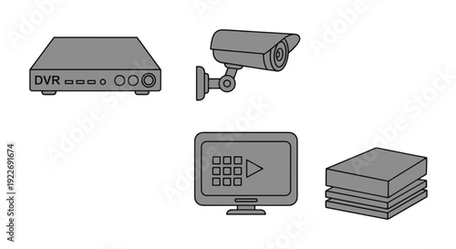 DVR System Line art modern abstract creative illustration