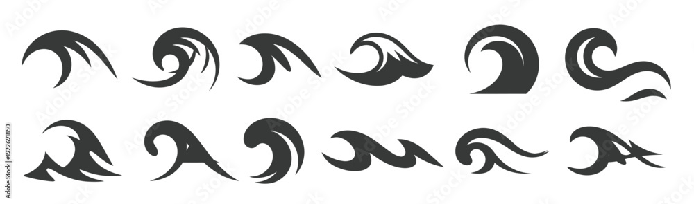 Obraz premium set of twelve abstract wave icons with different shapes
