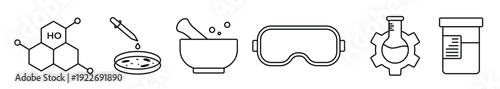  set of laboratory line icon collection experiment science