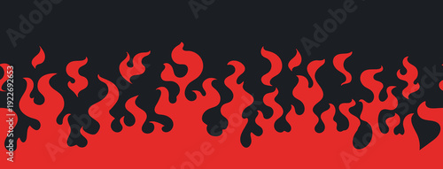 Fire border silhouette. Burning fire flame, red wildfire element, fire burning silhouette flat vector background illustration. Cartoon isolated flame border silhouette
