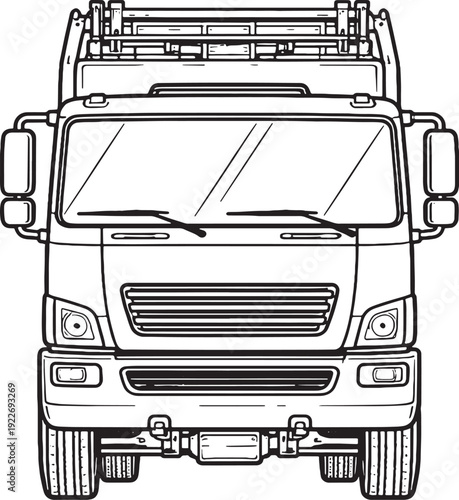 Garbage Compactor Truck Line Art Icon