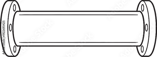 Industrial pipe section flanged pipeline line art icon