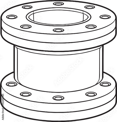 Industrial Pipe Coupling Line Art Icon ? Flanged Connector.eps