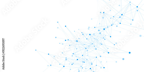 Molecular structure and genetic engineering with plexus on white background. Design for science, research and medical. Vector