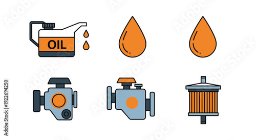 Engine Oil Line art soft tone color vector