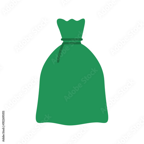 Green biodegradable trash bag icon for waste management. Recycling and eco friendly garbage disposal concept. Vector illustration
