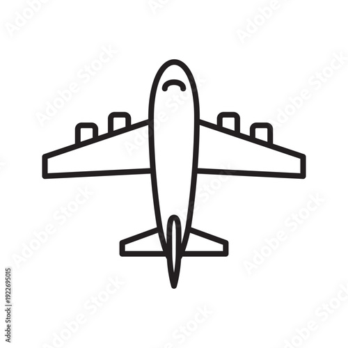 Airplane top view icon for travel concept. vector illustration