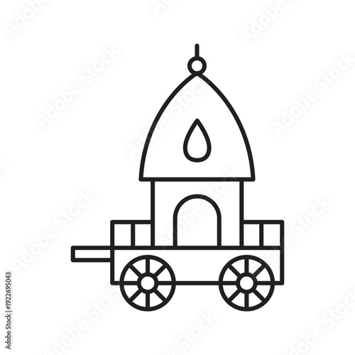 Ratha Yatra Hindu festival chariot icon. Vector illustration