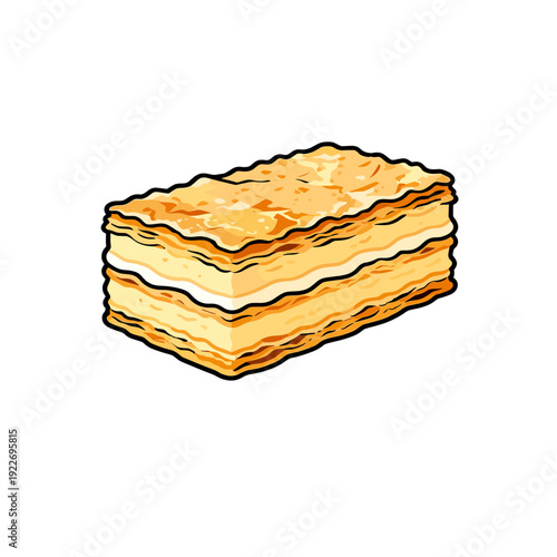 [Vector EPS]Delicious multi-layered pastry with creamy filling