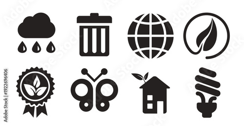 Environmental Issues icon set. Collection of Environment and Climate related vector glyph icons