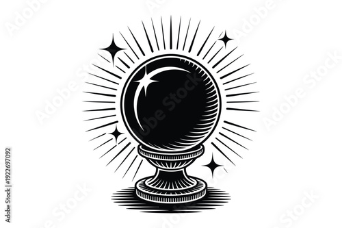 Crystal Ball with Radiating Light for Fortune Telling