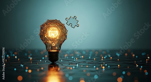 Innovative lightbulb with puzzle piece representing creative problem solving