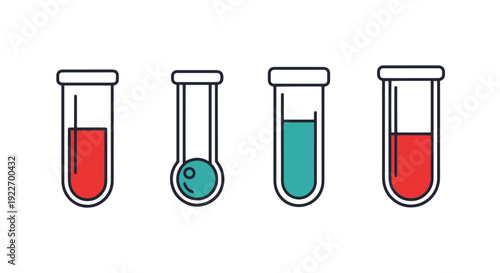 Glass Test Tube Line shape color vector design