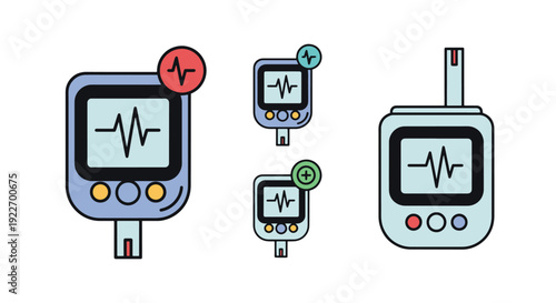Glucose Log Line art soft tone color illustration