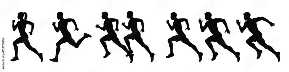 Fototapeta premium Minimalist Runner Silhouettes Vector Template Collection